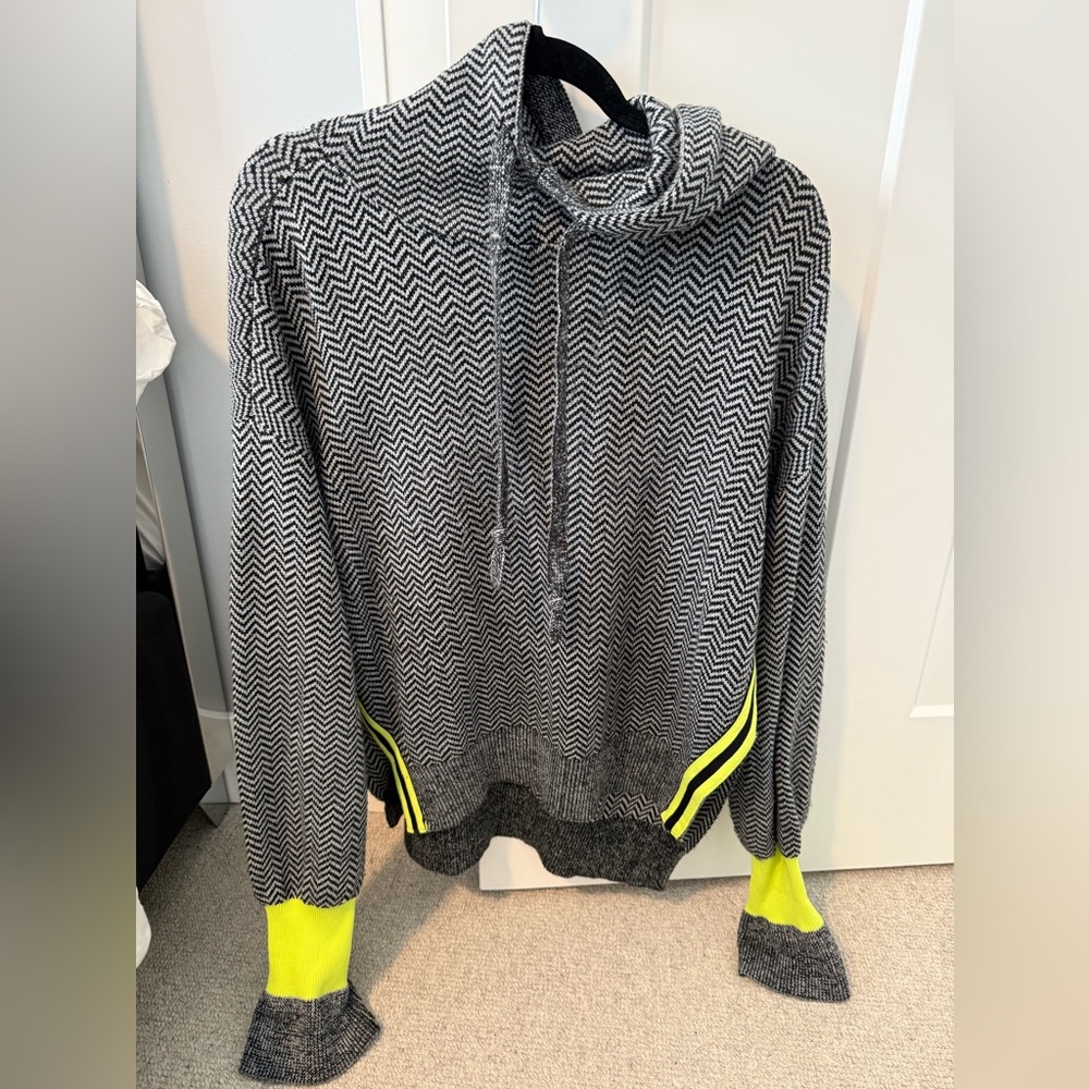 Women's Chevron Patterned Sweater with Neon Accents